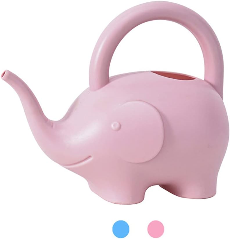 LOYUYU 0.4 Gallon Plastic Watering Can Small Lightweight Cute Indoor Outdoor Garden Plants, Adult Elephant Watering Can STYLE1: Pink