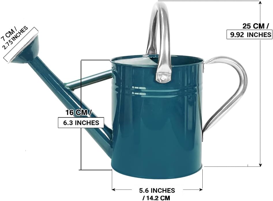 Metal Watering Can with Removable Spout, Galvanized Steel Plants Water Can for Women, Men and Kids' Outdoor or Indoor Gardening - Nice Flower Watering Pot Gift & Decoration (Ocean Blue, 0.6 Gallon)