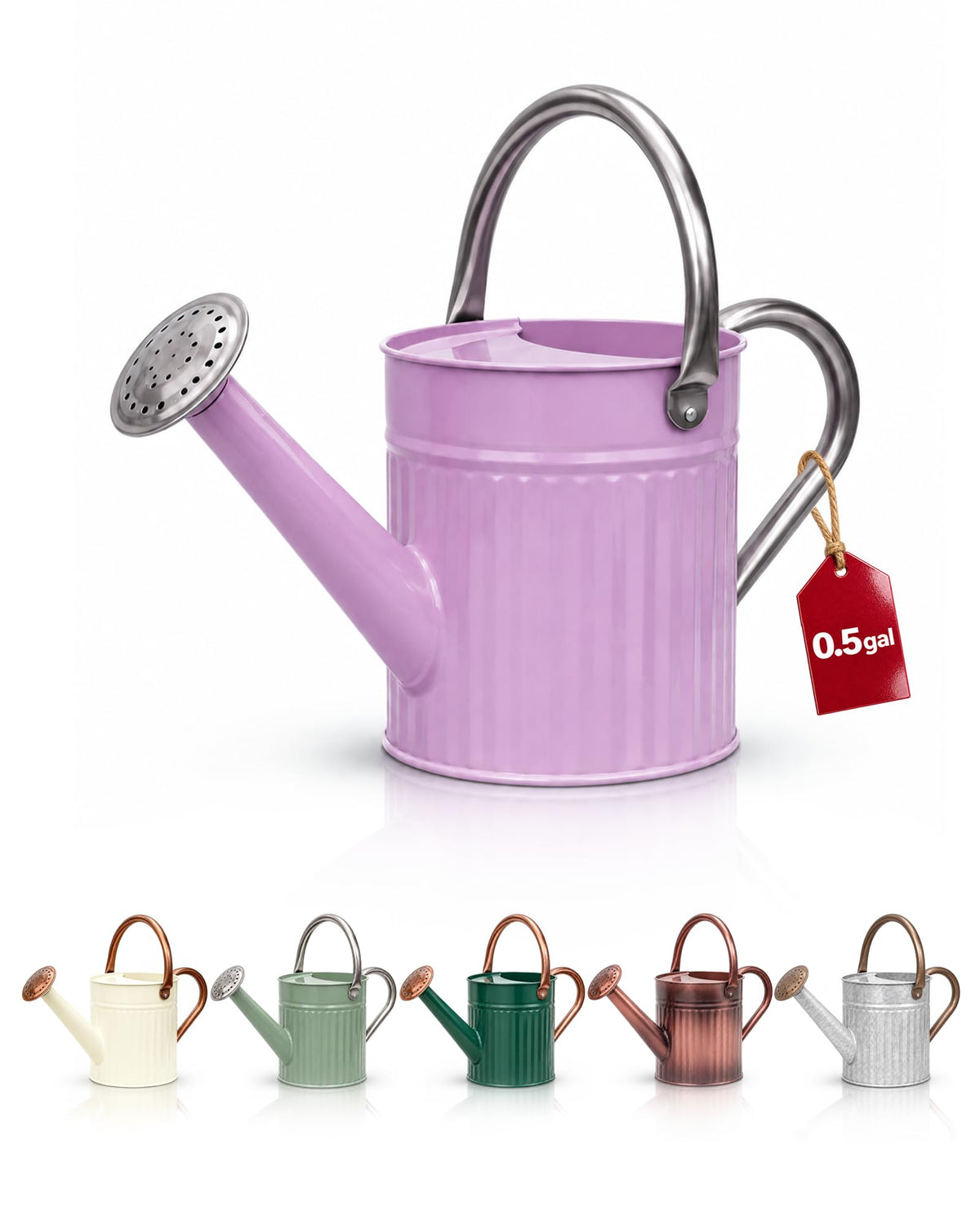 Bamworld Metal Watering Can for Indoor Outdoor Plant 1/2 Gallon Creamy
