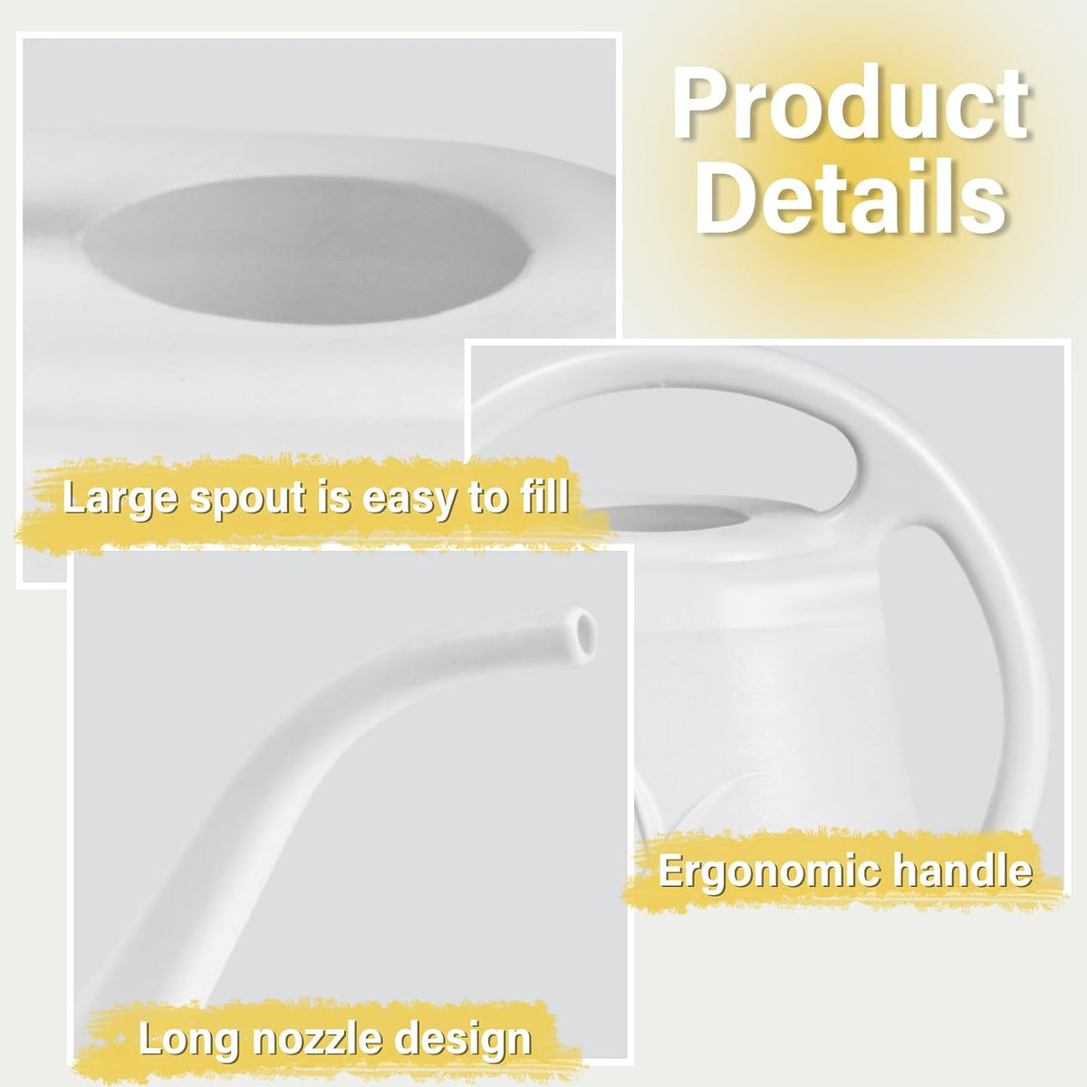 Watering Can for Home Garden - White Color - 1/2 Gallon