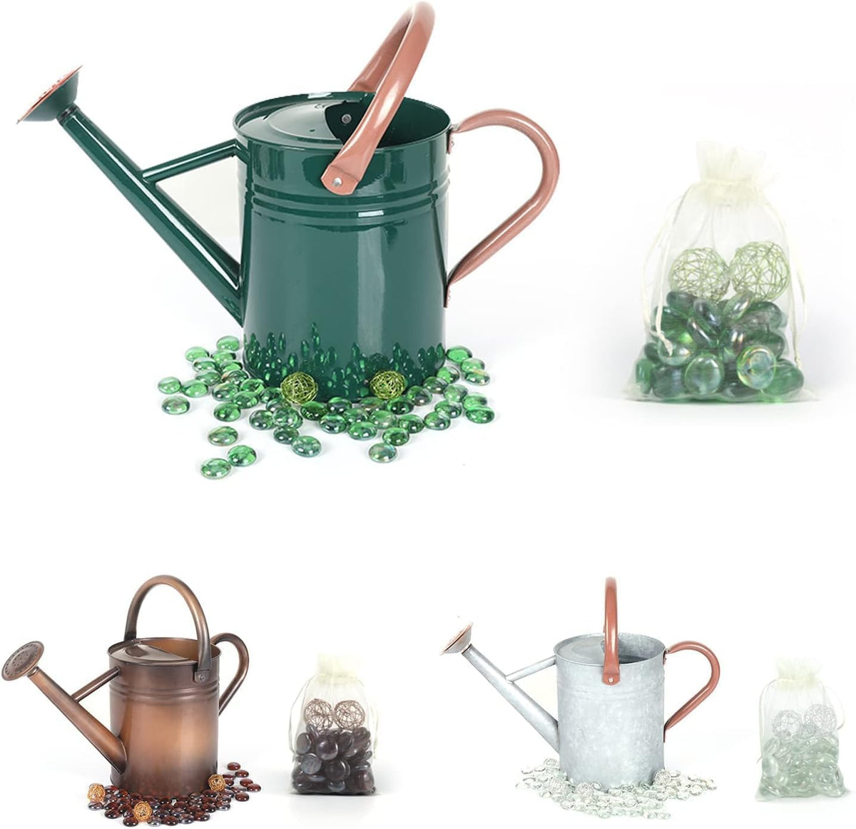 Metal Watering Can for Outdoor Plants, 1 Gallon Galvanized Steel Watering Can with Removable spout for Outdoor & Indoor Use, Perfect for Garden Flower, Houseplants, Forest Green