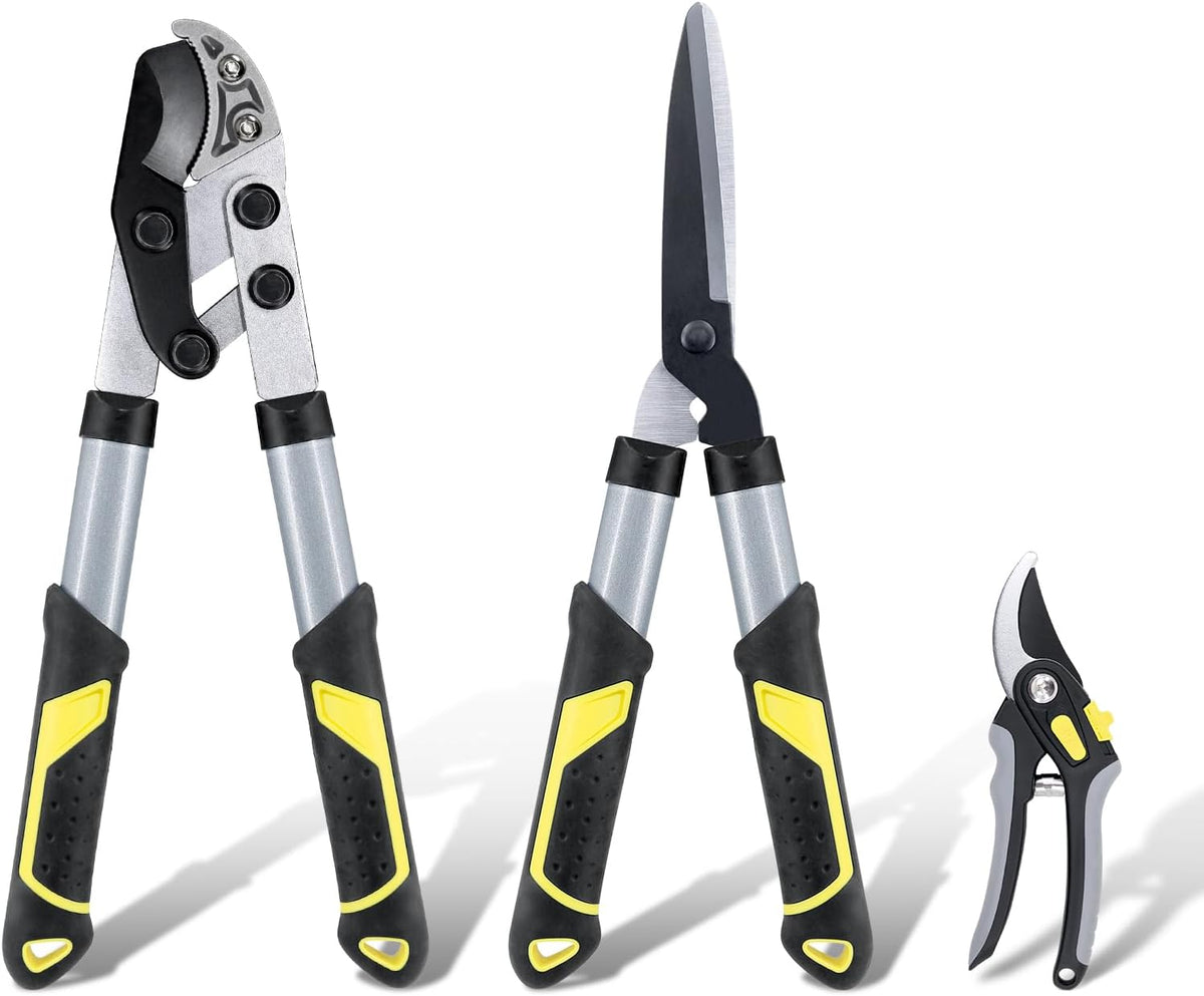 Colwelt Garden Shears Set 3Pc, 17’’ Hedge Shears Loppers for Gardening Tool