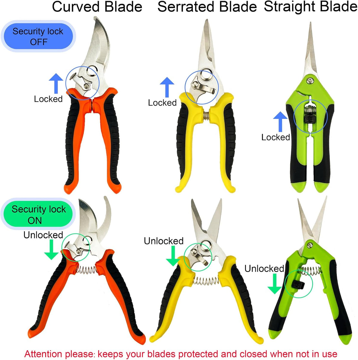 Pruning Shears, 5 Pack Garden Shears with Gardening gloves, Clippers Handheld, Stainless Steel Garden Snips, Lengnoyp Pruners for Gardening