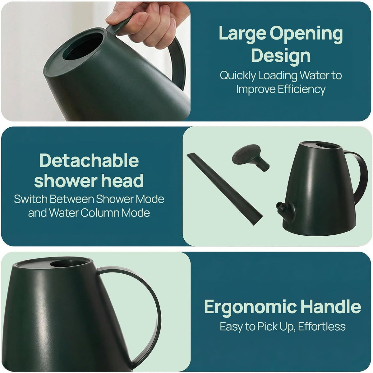 1.8L (60 oz) Watering Can for Indoor Plants with Long Spout, Green
