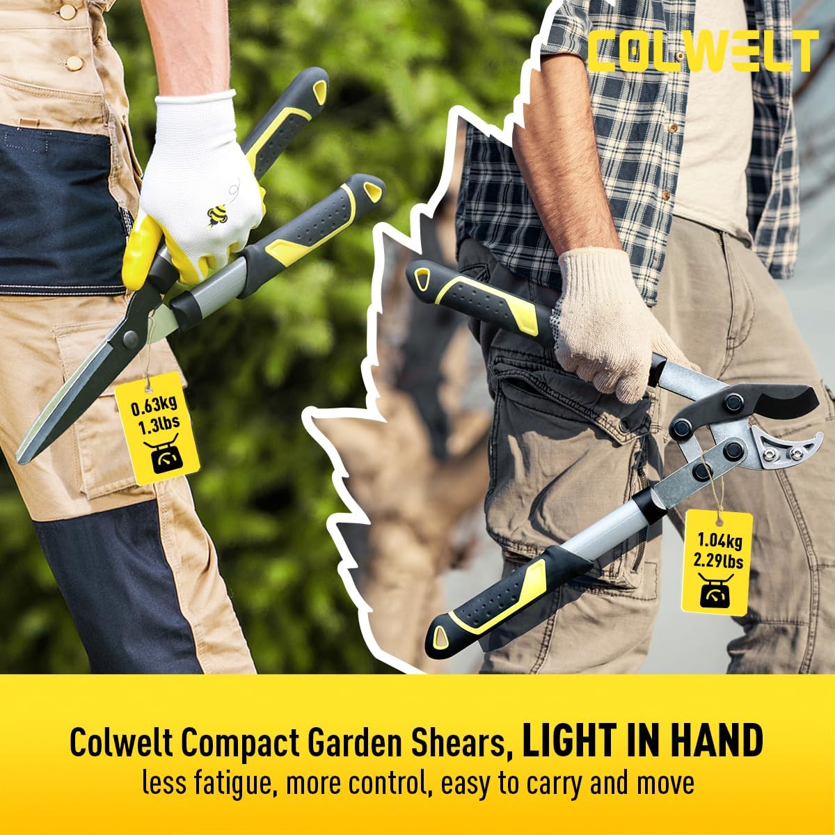 Colwelt Garden Shears Set 3Pc, 17’’ Hedge Shears Loppers for Gardening Tool