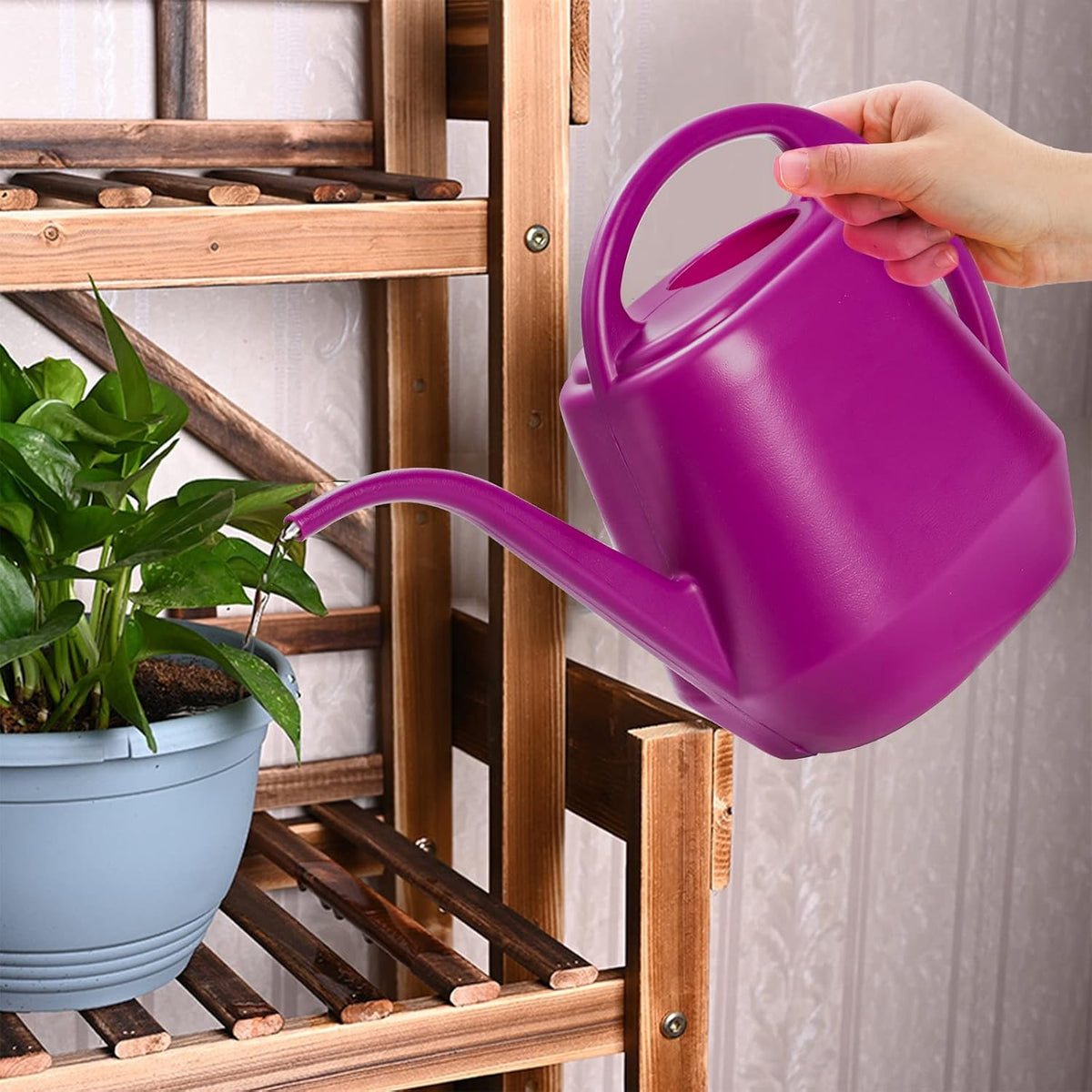 Fasmov Plastic Watering Can, Rose Red, 1-Gallon