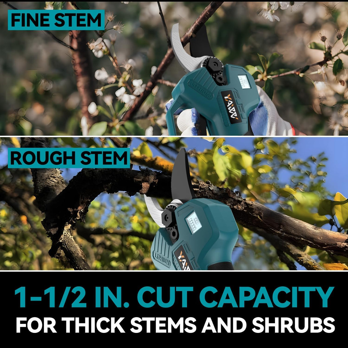 Electric Pruning Shears for Makita 18V Battery, Portable Brushless Pruning Shears with LCD Display&SK5 Blades, Adjustable Cutting Diameter 0.8-1.2 Inch for Gardening Tree Pruning(Tool Only)