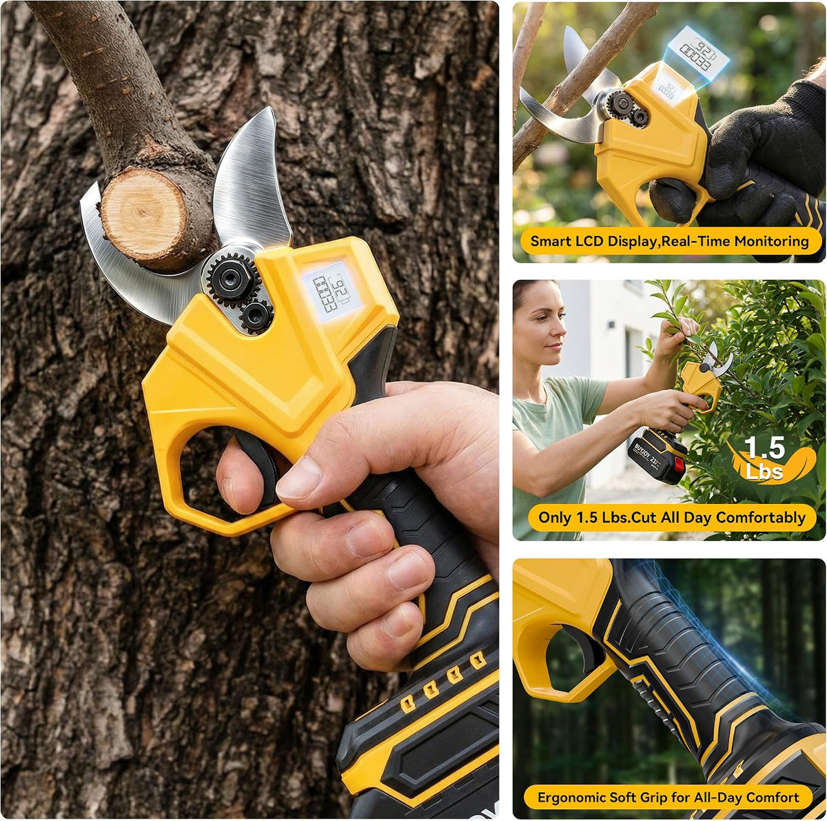 BUYJOY 2-in-1 Electric Pruning Shears & 6 Inch Mini Chainsaw