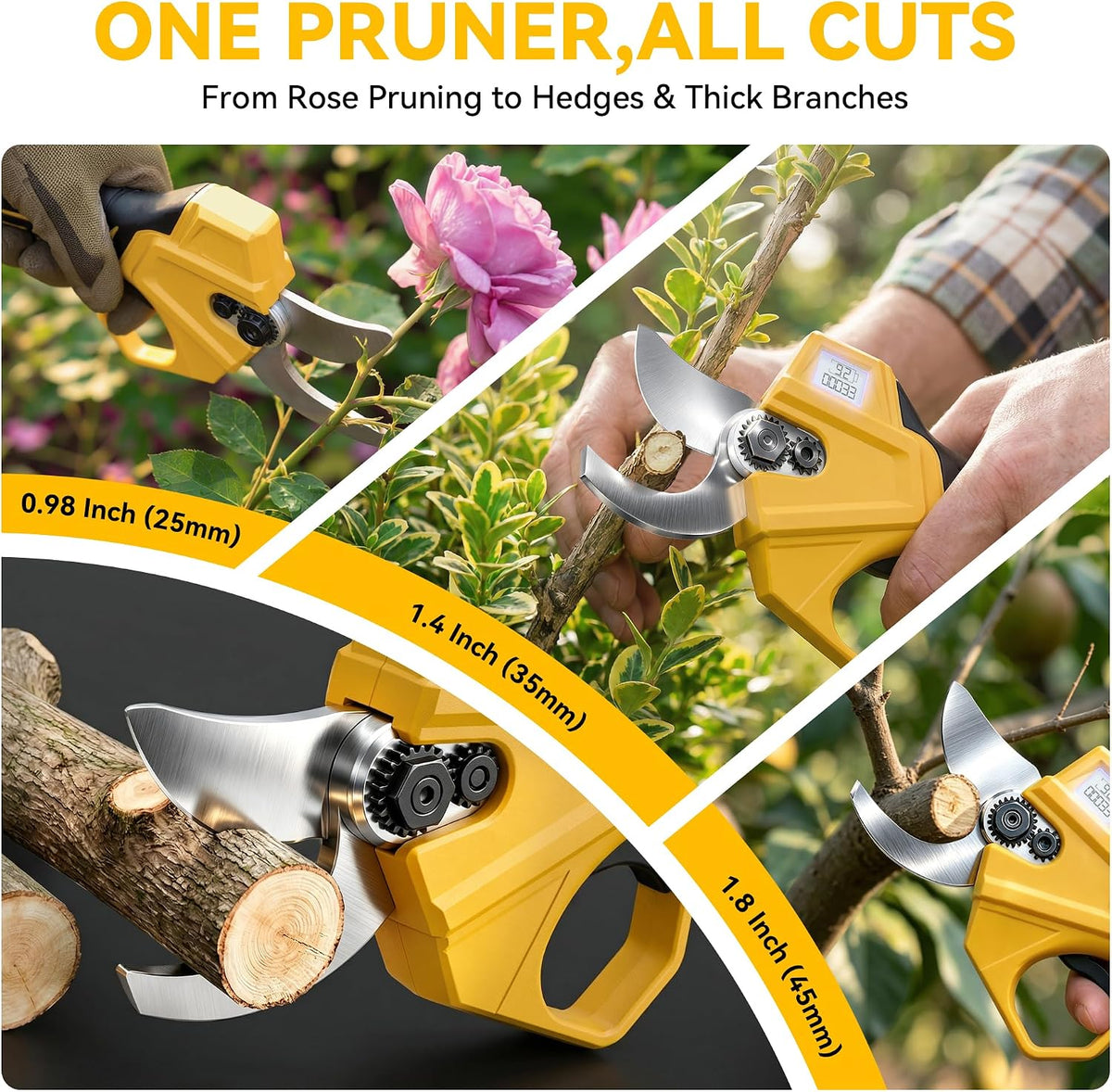 BUYJOY 2-in-1 Electric Pruning Shears & 6 Inch Mini Chainsaw