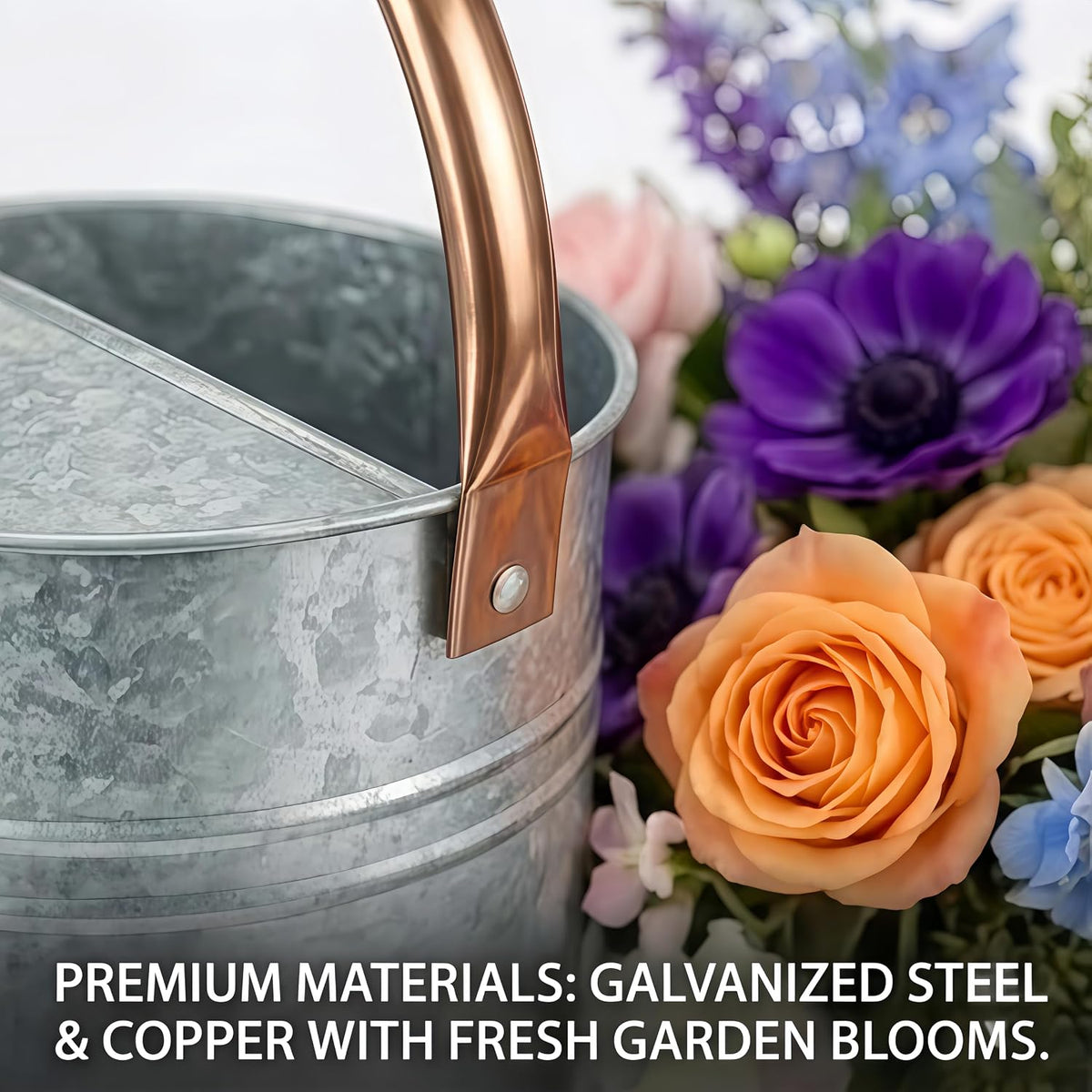 1 Gallon Galvanized Watering Can Outdoor, Large Garden Plant Watering Can