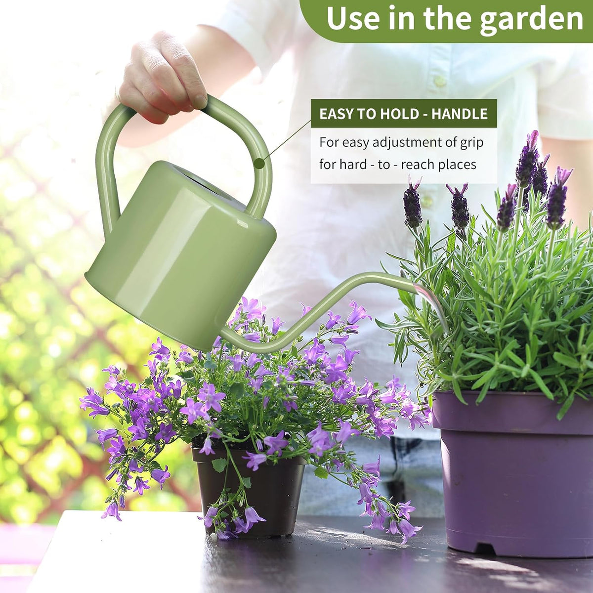 Watering Can, Stainless Steel Watering Can for Indoor & Outdoor Plants, 1L/35oz Long Spout Water Can with Handle, Rust-Proof Plant Watering Pot for House Plants, Garden Flowers