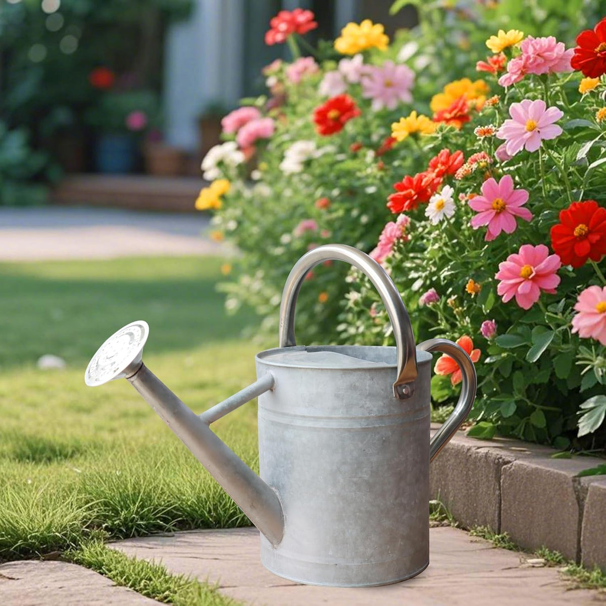 Metal Watering Can for Outdoor Plants, Watering Can Decor 1 Gallon (Zinc)