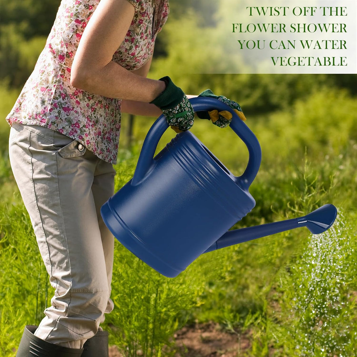 2 Gallon Watering Can for Indoor Plants, Garden Watering Cans for Outdoor Plant House Flower, Modern Plant Watering Can Large Long Spout with Sprinkler Head