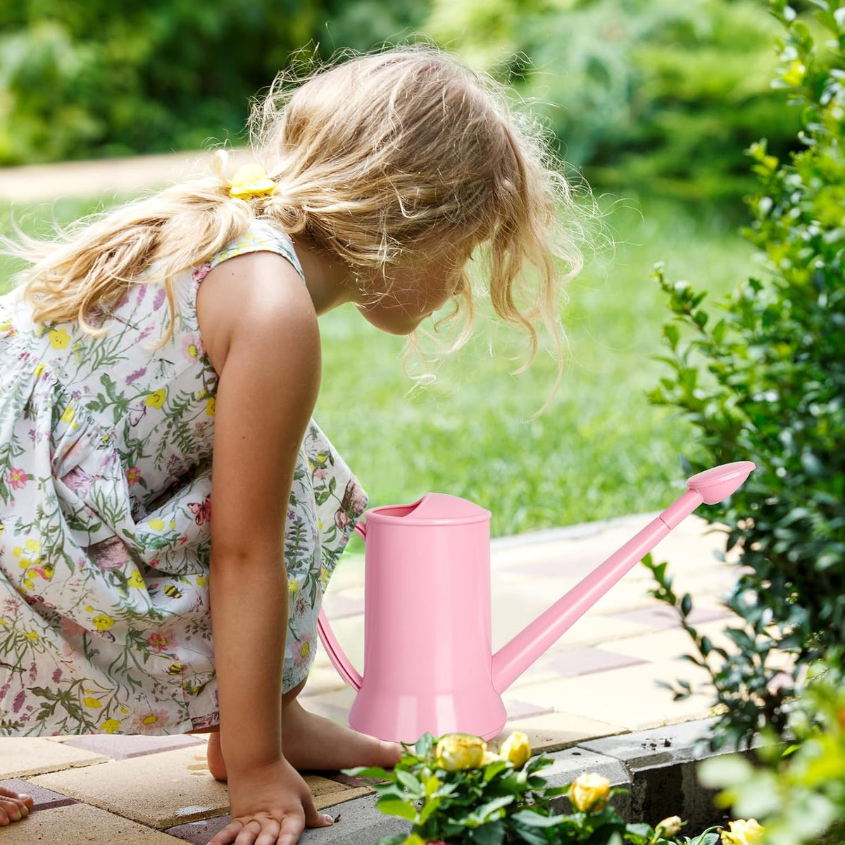XXXFLOWER 1/2 Gallon Small Indoor Plant Watering Can, 2L Long Spout Removable Nozzle Flower Watering Pot for Office House Indoor Garden(Pink,67 oz)