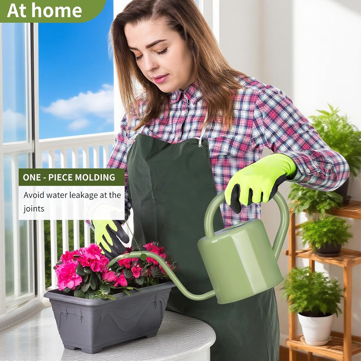 Watering Can, Stainless Steel Watering Can for Indoor & Outdoor Plants, 1L/35oz Long Spout Water Can with Handle, Rust-Proof Plant Watering Pot for House Plants, Garden Flowers