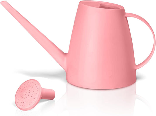 Plastic Watering Can - for Indoor and Outdoor House Plant Garden - with Long Spout - 1/2 Gallon - Pink