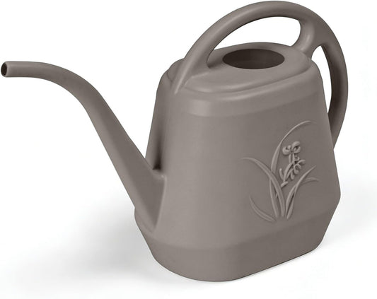 Plastic Watering Can - for Indoor and Outdoor Home Garden Plants - with Long Spout - Coffee Color - 1/2 Gallon