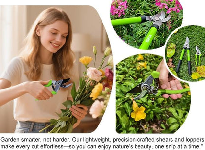 YIAD High Carbon Steel Pruning Shears Loppers Set, Bypass Garden Clipper