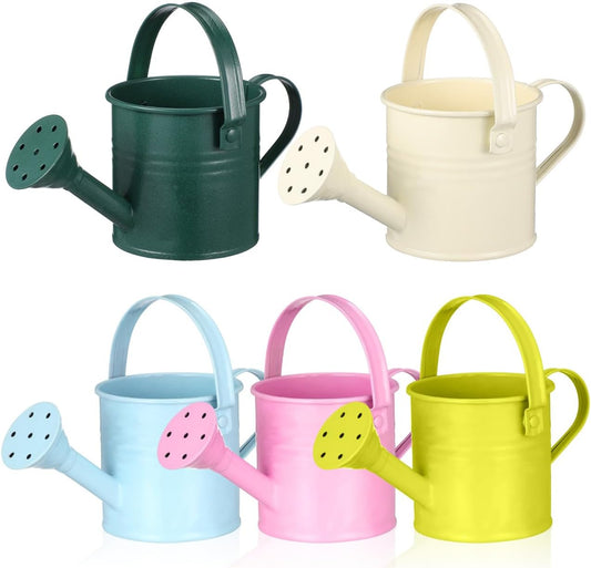 5-Pack Mini Watering Cans, Mini Gardening Watering Pots with Long Spout for Indoor and Outdoor Plants Easy Grip Watering Kettle for Children Assorted Colors, 6.29X2.95 in