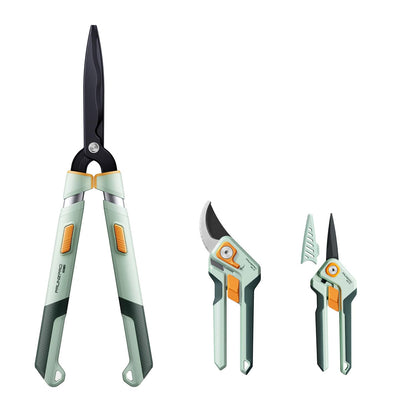 PrunePro® 3 Piece Garden Shears Set | 8" Pruning Shears 27" Lopper Extendable Hedge Shear Stainless Steel Ultra Sharp Teflon Coated Arthritis Friendly Effortlessly Prunes for Branches Bushes