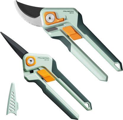 PrunePro® Pruning Shears Scissors Set Effortless Cut 1" Branches Clippers