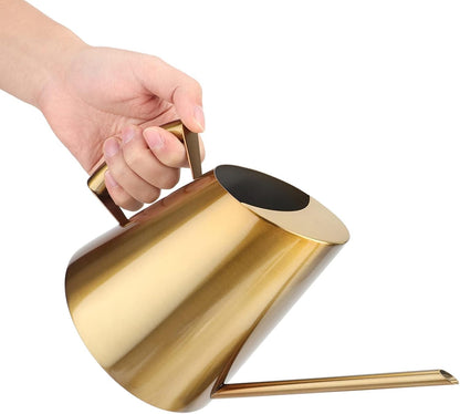 50.8 oz Watering Can Indoor Plants Stainless Steel Plant Waterer Watering Pot Sprinkle Pot Garden Flowers Plants Flower Tool Gold Watering Can with Long Spout (1500ml)