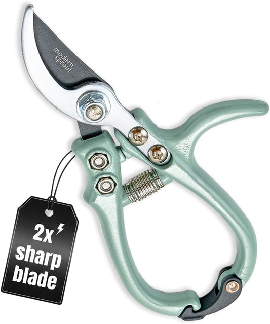 Modern Sprout Bypass Hand Pruners - Scissors - Gardening Tools - Sage