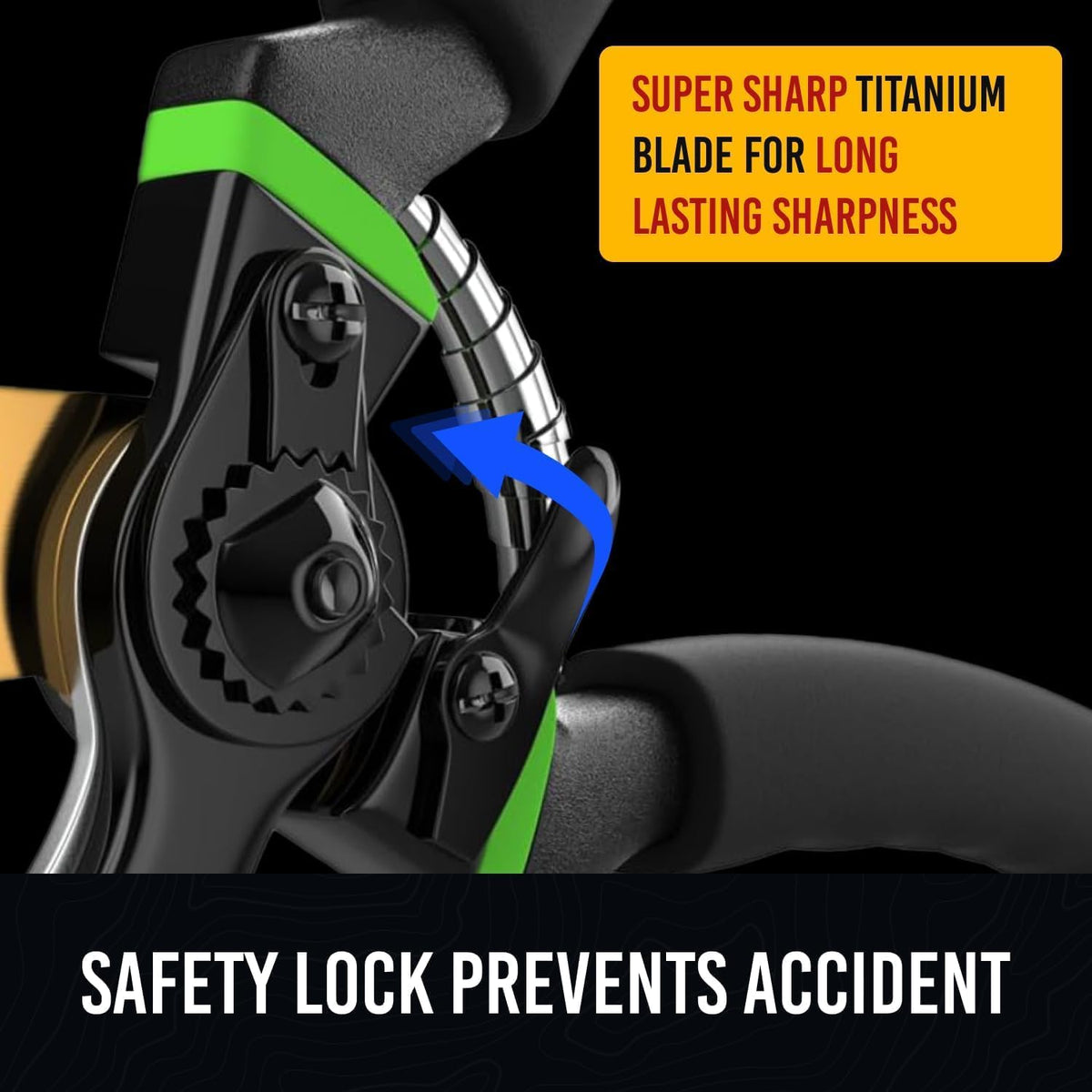 Ultra Sharp Japanese Steel Pruning Shears - Cuts 3X Easier, Weak Hand Arthritis Clippers, Rust-Resistant Titanium Coated Pruner, Effortlessly Cuts 3/4 Inch