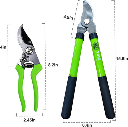 YIAD High Carbon Steel Pruning Shears Loppers Set, Bypass Garden Clipper
