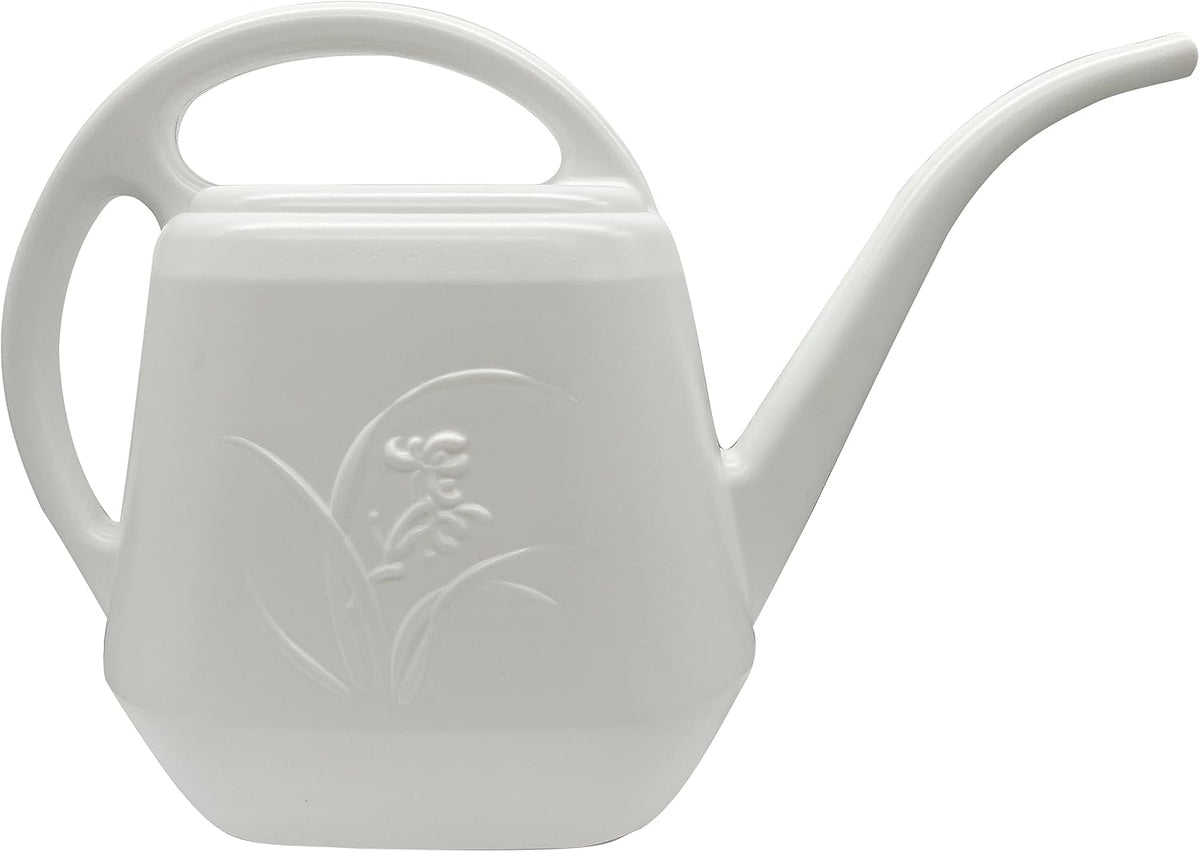 Grip Watering Can - 1 Gallon - White - with Long Spout for Indoor and Outdoor Plant Garden