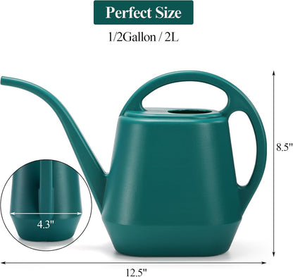 Fasmov Watering Can, 1/2 Gallon Plastic Watering Cans with Comfortable Handle, Small Garden Watering Cans Long Spout for Indoor Outdoor Watering Plants, Green
