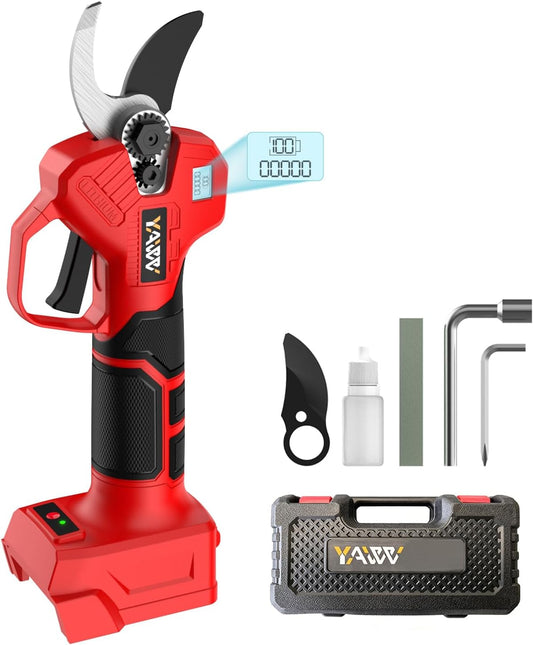 Electric Pruning Shears for Milwaukee M18 Battery, Portable Cordless Pruning Shears with LCD Display＆SK5 Blades, Adjustable Cutting Diameter 0.8-1.2 Inch for Gardening Tree Pruning(Tool Only)