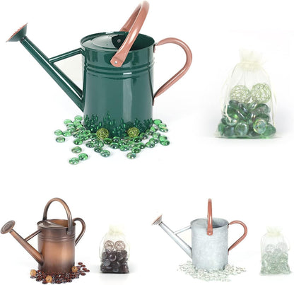 Metal Watering Can for Outdoor Plants, 1 Gallon Galvanized Steel Watering Can with Removable spout for Outdoor & Indoor Use, Perfect for Garden Flower, Houseplants, Forest Green