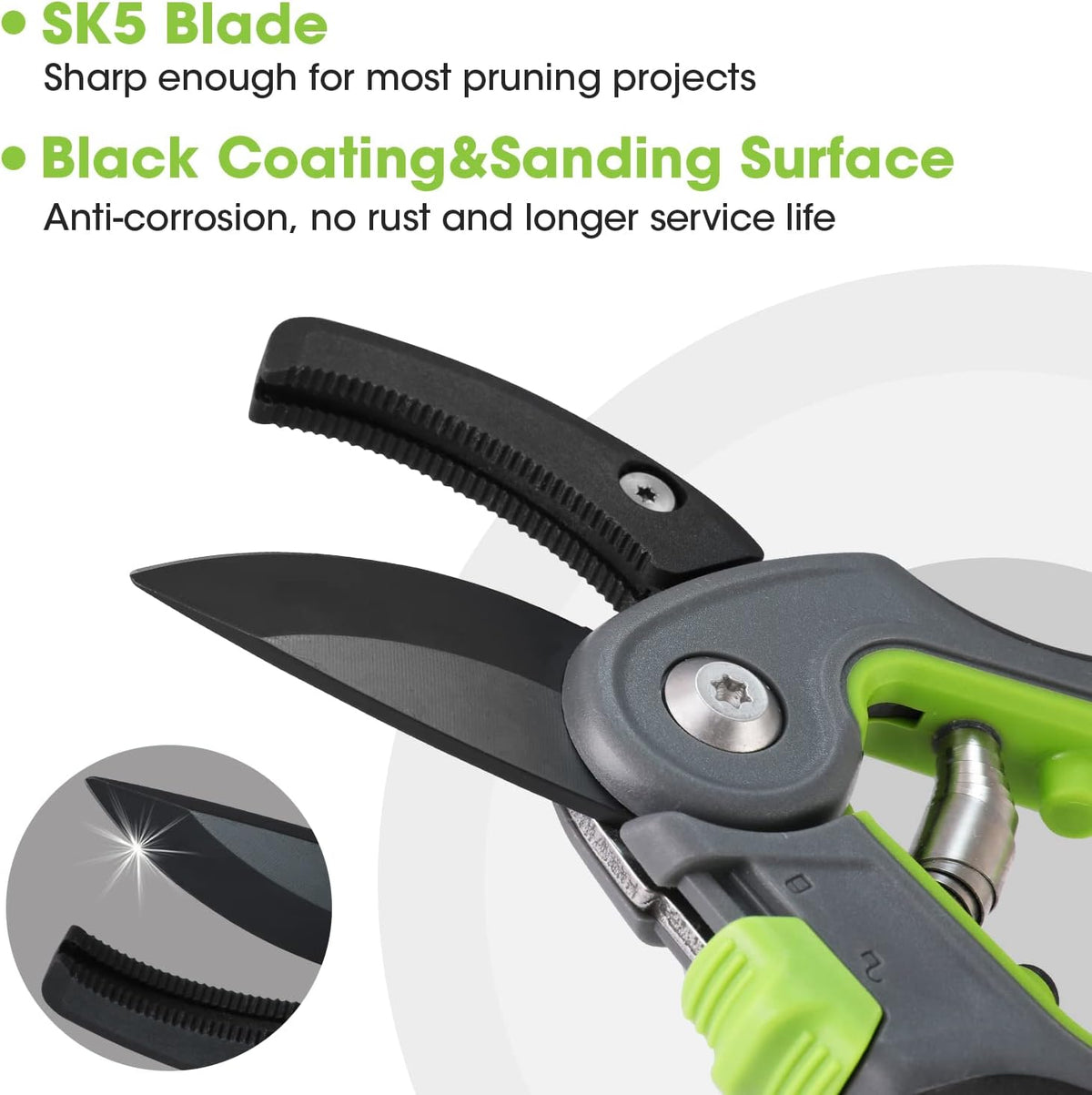 WORKPRO Pruning Shears, Garden Clippers with SK5 Steel Blades, 8" Anvil