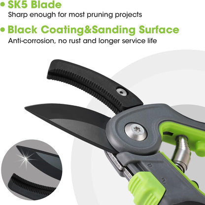 WORKPRO Pruning Shears, Garden Clippers with SK5 Steel Blades, 8" Anvil