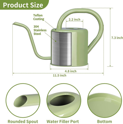 Watering Can, Stainless Steel Watering Can for Indoor & Outdoor Plants, 1L/35oz Long Spout Water Can with Handle, Rust-Proof Plant Watering Pot for House Plants, Garden Flowers