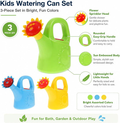 Garneck 3pcs Kids Watering Can Bath Toy Set: Toddler Small Watering Cans for Kids Plastic Garden Water Play Toys Boys Girls Indoor Outdoor Pretend Play Beach Backyard Fun(Random Styles)
