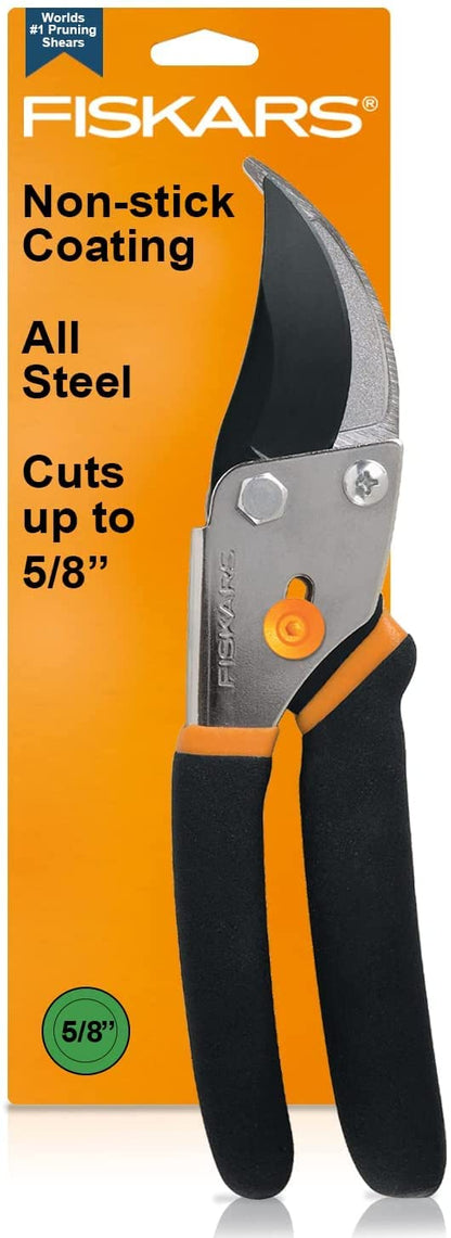 Fiskars Bypass Pruning Shears, 5/8" Cut Capacity Garden Clippers
