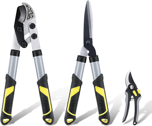 Colwelt Garden Shears Set 3Pc, 17’’ Hedge Shears Loppers for Gardening Tool