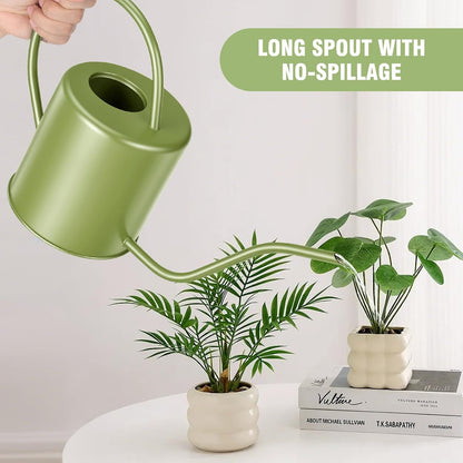 Plant Watering Can, 50 oz / 1500 ml Stainless Steel Metal - Modern Decorative with Long Spout for Indoor Potted Plants, Bonsai, Garden Flowers, Saga Green