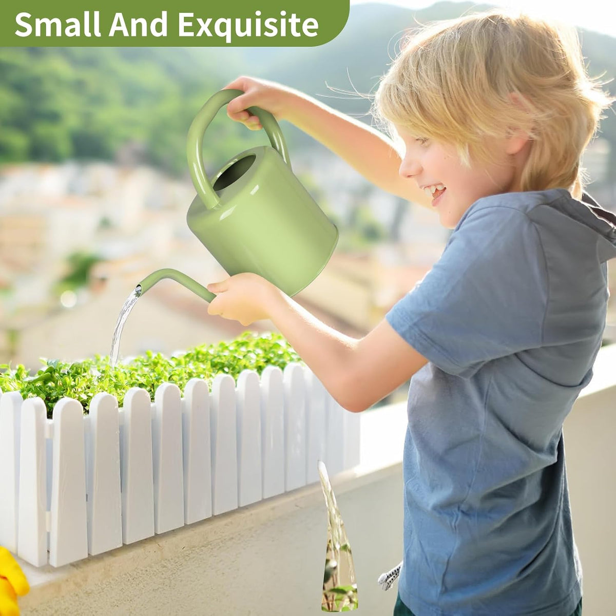 Watering Can, Stainless Steel Watering Can for Indoor & Outdoor Plants, 1L/35oz Long Spout Water Can with Handle, Rust-Proof Plant Watering Pot for House Plants, Garden Flowers