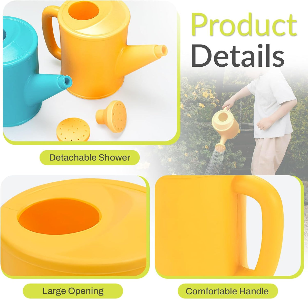 Small Watering Can for Kids, 700ml/23.7 Oz Plastic Watering Can for Indoor Plants Garden Flower (Yellow)