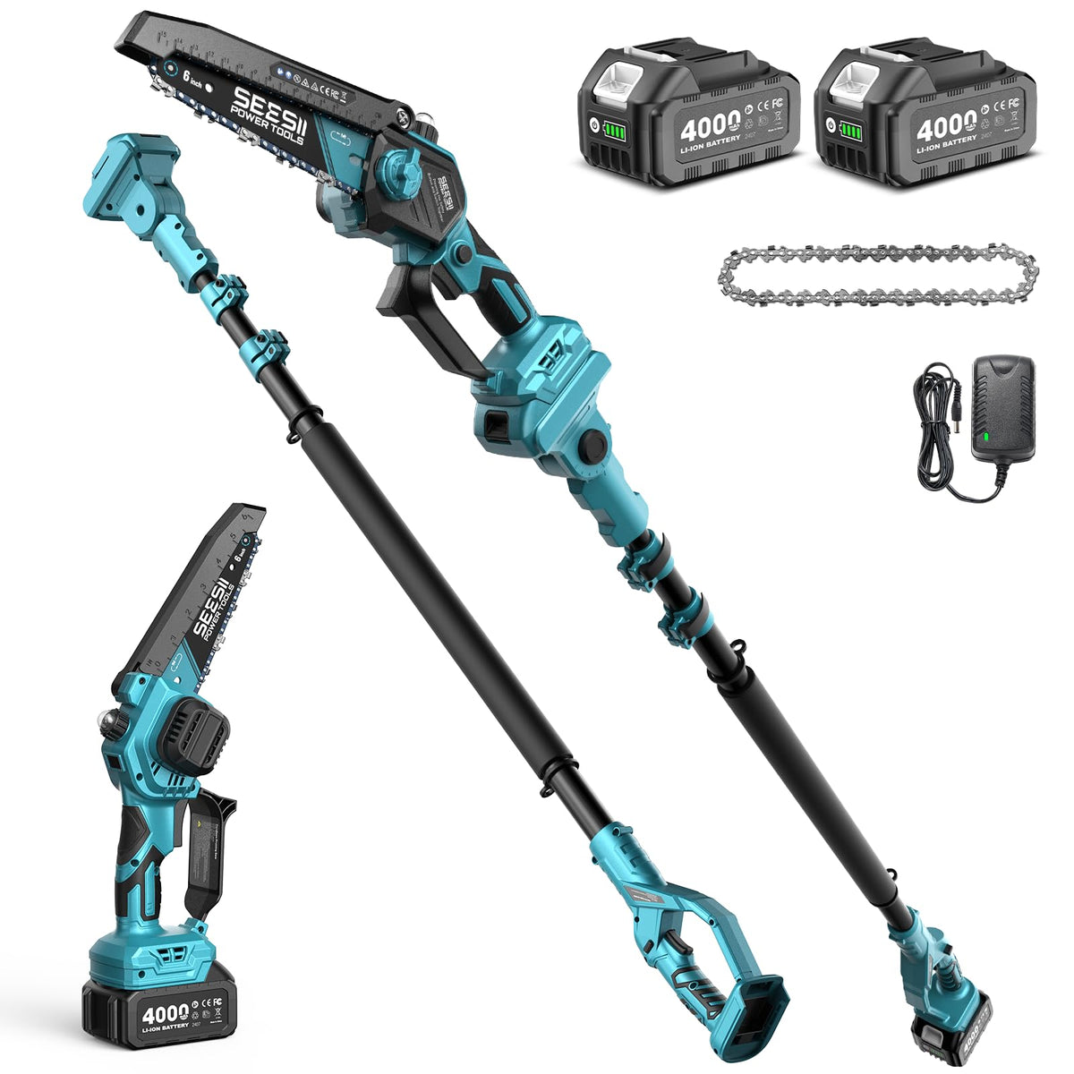 SEESII 2-in-1 Mini Chainsaw & Pruning Shears Combo, Brushless Motor