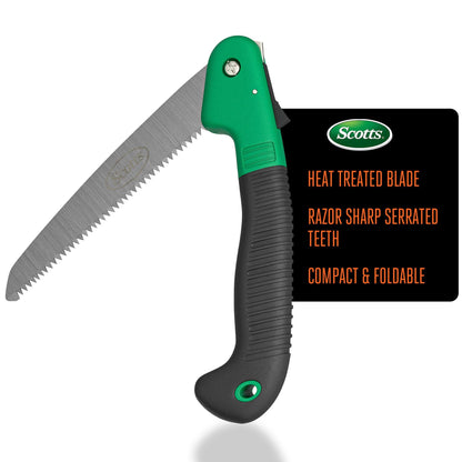 Scotts 2-Piece Pruning Tool Set – Includes 8 in. Bypass Pruning Shears for Live Plants and Soft Stems, and 7.5 in. Folding Saw for Cutting Thick Branches
