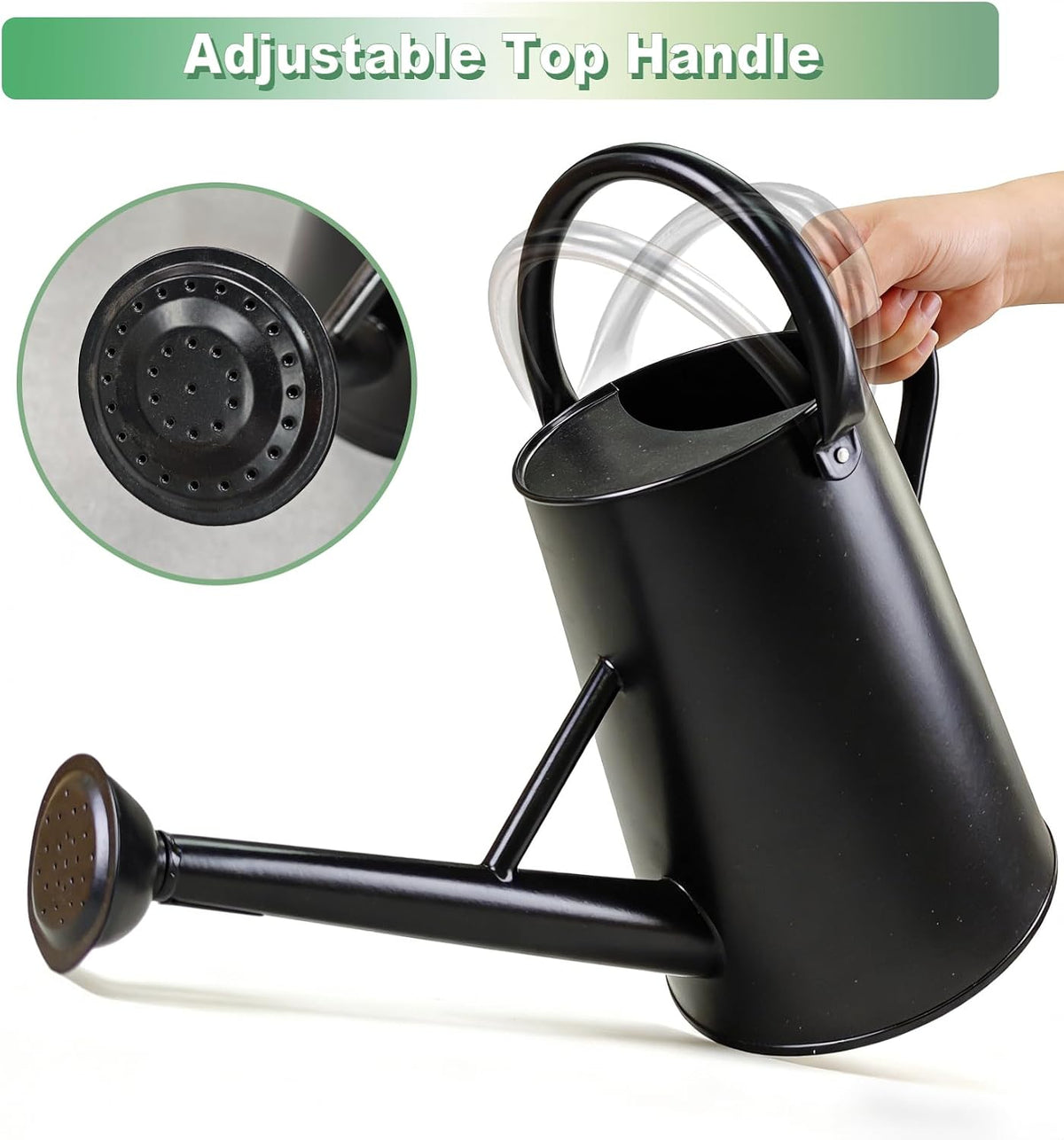Watering Can for Outdoor&Indoor Plants，1.5 Gallon，Black
