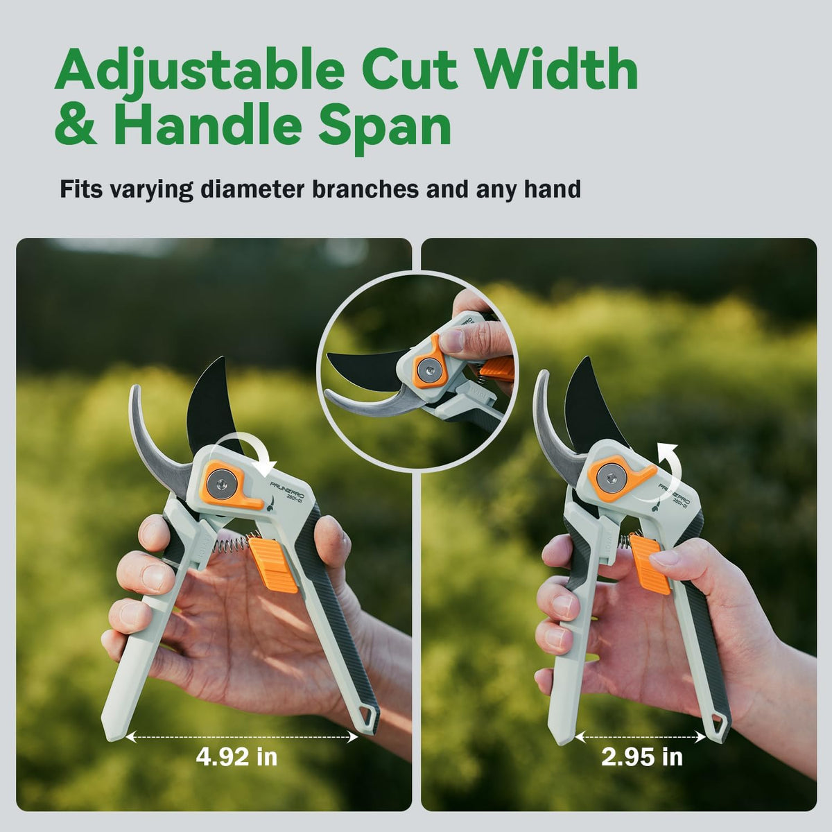 PrunePro® Pruning Shears Scissors Set Effortless Cut 1" Branches Clippers