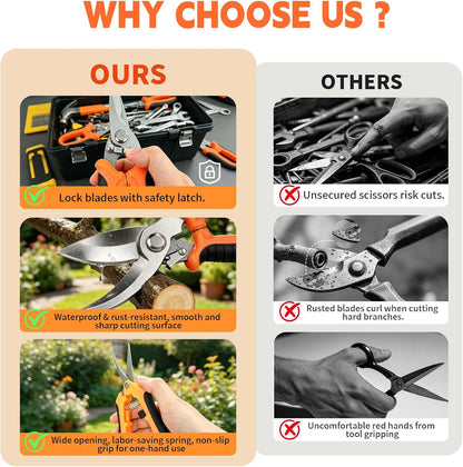 HoMaNa 4 Pack Garden Shears Pruning Set, Stainless Steel Multi-Blade