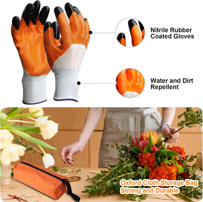 6Pcs Pruning Shears Set with Bypass Pruning Shears, Garden Scissors, Pruning Snips,Saw,Gloves,Storage Bag,Handheld Garden Shears Set for Plant
