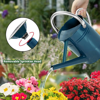 Metal Watering Can with Removable Spout, Galvanized Steel Plants Water Can for Women, Men and Kids' Outdoor or Indoor Gardening - Nice Flower Watering Pot Gift & Decoration (Ocean Blue, 0.6 Gallon)