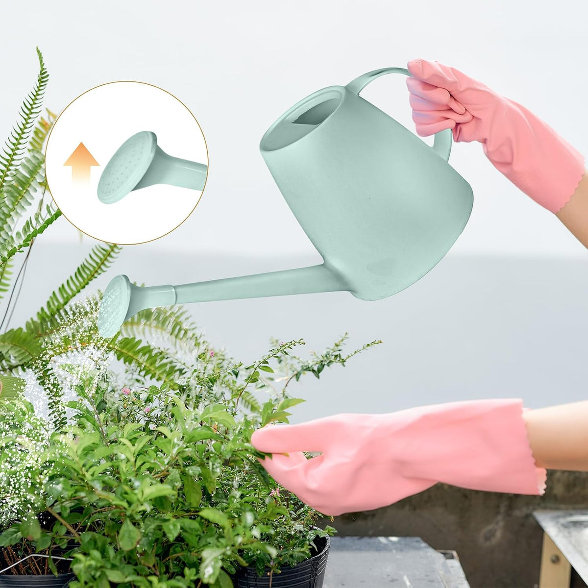 Hand Plastic Watering Can - for Home Plant Garden - 1/2 Gallon - Light Green
